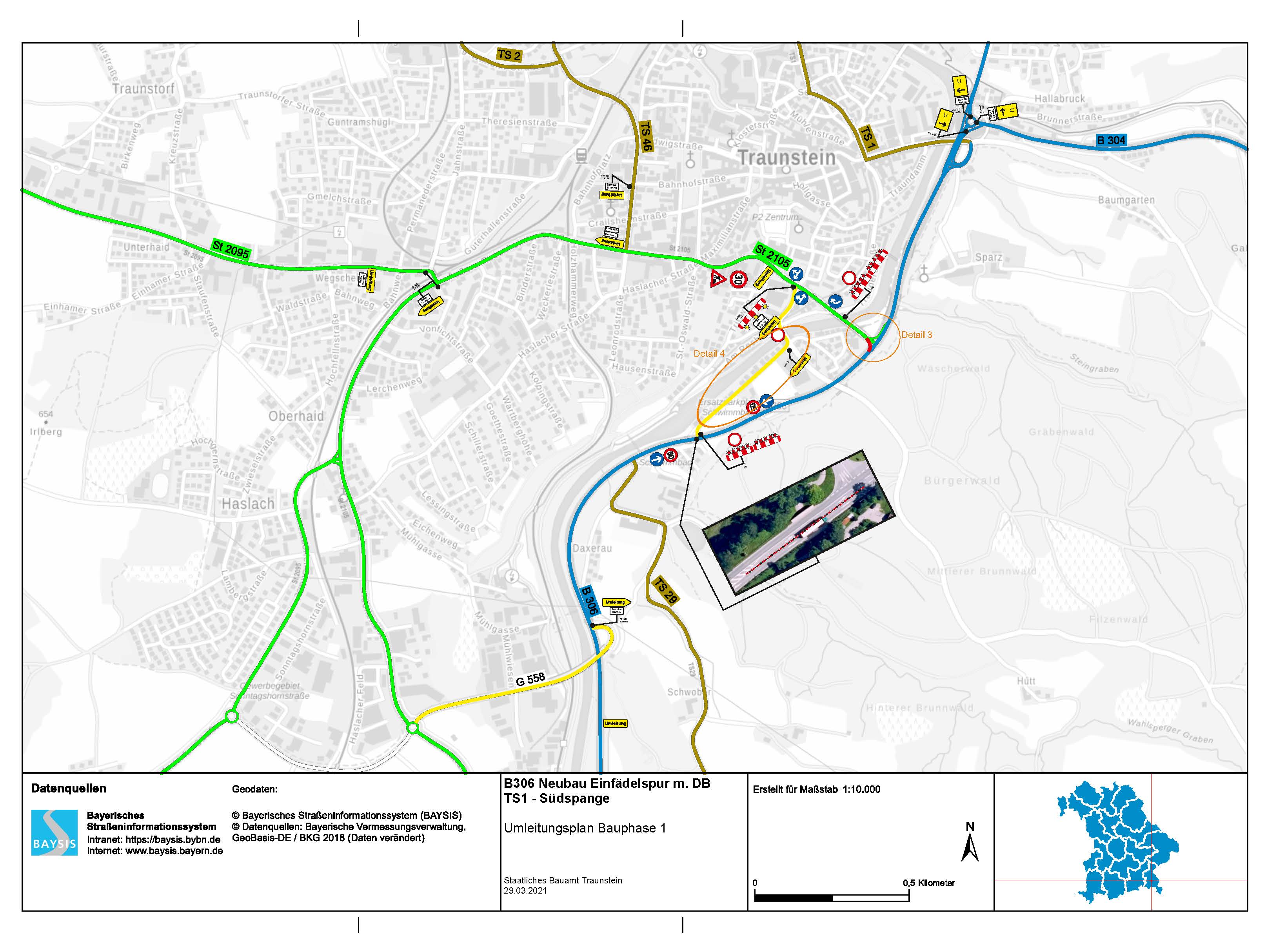 B306 Einfaedelspur Umleitungsplan Bauphase 1