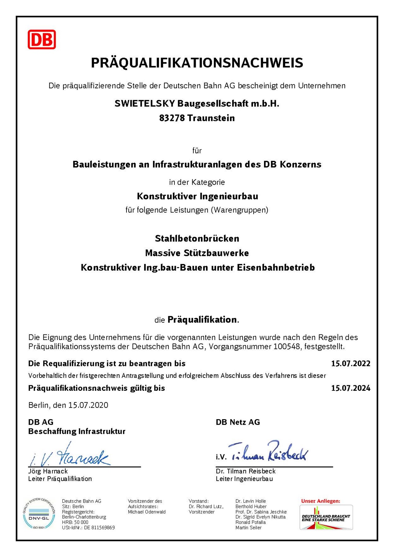 Präqualifikation konstruktiver Ingenieurbau 2024 Präqualifikation konstruktiver Ingenieurbau 2024